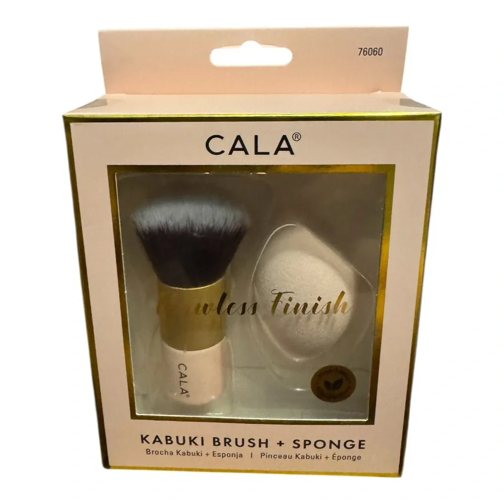CALA Kabuki Brush and Sponge Set - Black and White